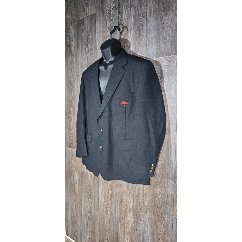 RMC Coca-Cola Blazer Mens 44 Regular Black Gold‎ Button New with Tags